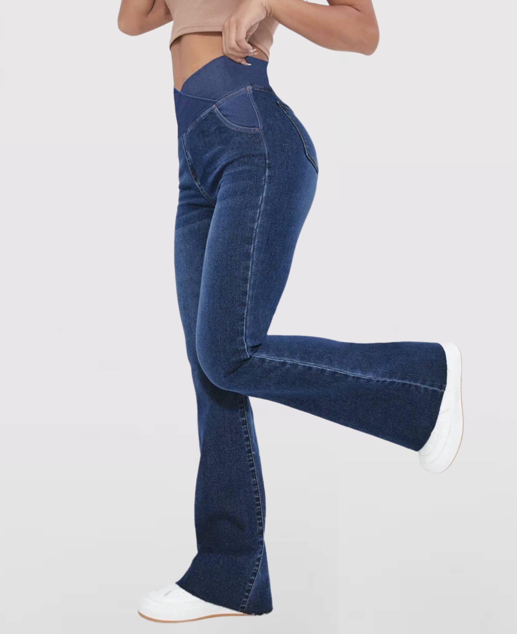 Calça Jeans de Cintura Alta Cruzada (Pague 1 leve 2)