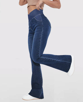 Calça Jeans de Cintura Alta Cruzada (Pague 1 leve 2)